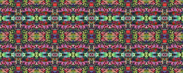 Βούρτσα ζωγραφικής Aztec φόντο. Γεωμετρικό μοτίβο μαγιό ακίδων. Υδατογραφία Ethnic Design. Μπλε, κόκκινο, πράσινο παστέλ διασκεδαστικό ορθογώνιο Ikat Rapport. Έθνικ μοτίβο άνευ ραφής. Τυχαία υφή του ρούχου Kilim.  - Φωτογραφία, εικόνα