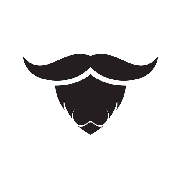 bigote largo negro con la barba larga logotipo diseño vector gráfico símbolo icono signo ilustración idea creativa - Vector, Imagen