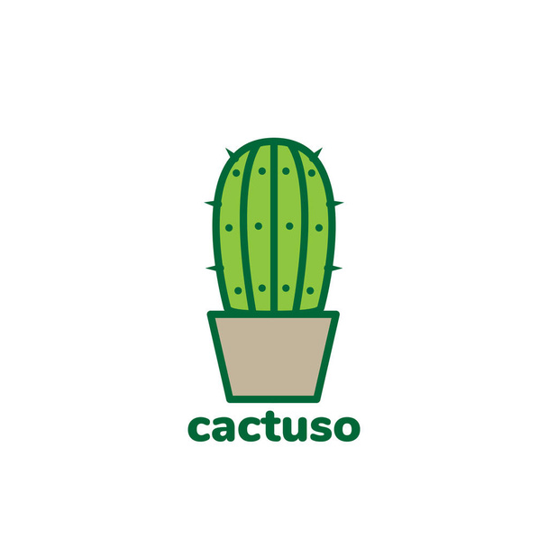 green colored plant cactus on pots logo design vector graphic symbol icon illustration creative idea - Vector, Image