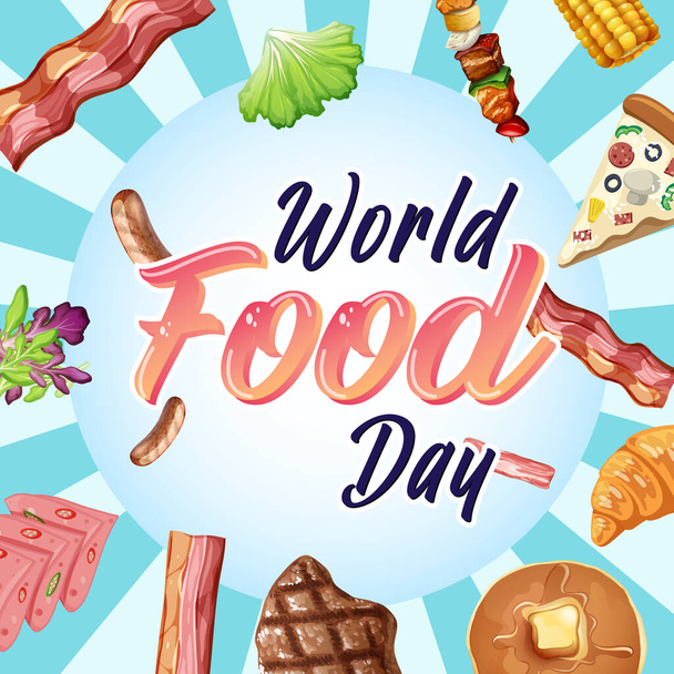 Иллюстрация дизайна плаката Всемирного дня еды - Вектор,изображение