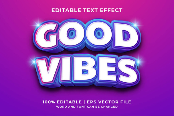 Editable text effect - Good Vibes 3d template style premium vector - Wektor, obraz