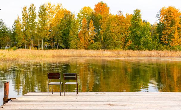 A place for relaxation, contemplation and meditation on Lake Vuoksa.  - Zdjęcie, obraz
