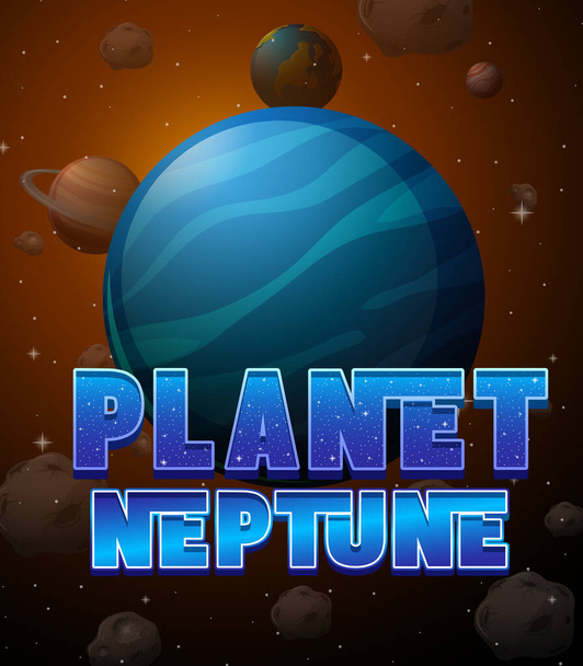 Planet Neptune word logo poster illustration - Vettoriali, immagini