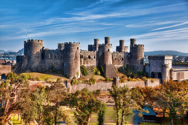 Διάσημο Conwy κάστρο στην Ουαλία, Ηνωμένο Βασίλειο, σειρά από την Walesh κάστρα - Φωτογραφία, εικόνα