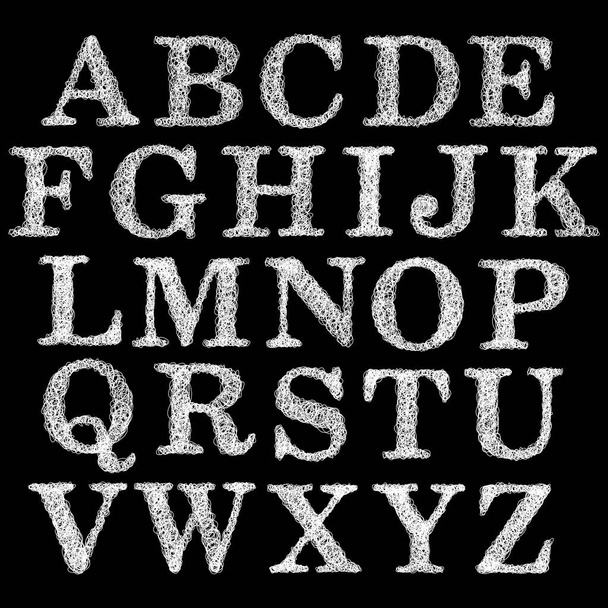 Ballpoint pen curls alphabet.Vector art font. - Vektor, obrázek