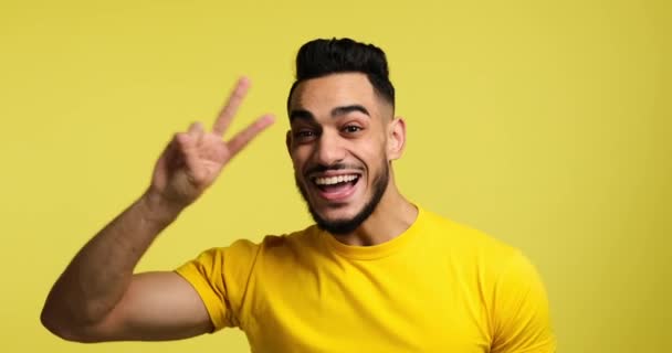 Boldog ember ad v kézjel - Felvétel, videó