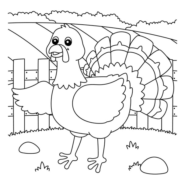 Turkey Coloring Page for Kids - Vector, Image
