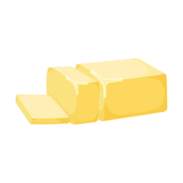 Latte prodotto ingrediente naturale burro o margarina icona, cartone animato biologico latticini colazione cibo vettore illustrazione, isolato su bianco. Prodotto grasso cremoso ad alto contenuto calorico. - Vettoriali, immagini