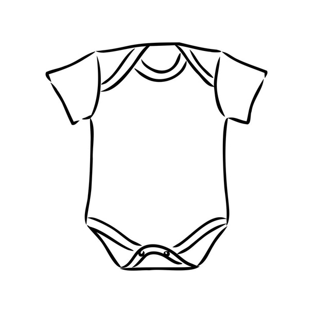 Κουστουμιά. Το σκίτσο του μωρού. Σχεδιασμός παιδικών κοστουμιών. Διανυσματική στολή σώματος. Μωρά ρούχα πρότυπο. Μπορείς να το χρησιμοποιήσεις σαν παρωδία στα σχέδιά σου.. - Διάνυσμα, εικόνα