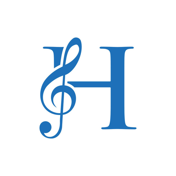 Music Logo On Letter H Concept. H Music Note Sign, Sound Music Melody Template - Vektor, obrázek