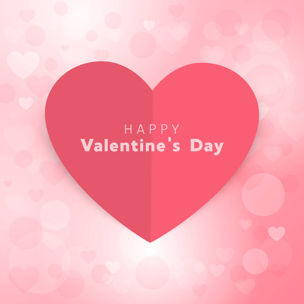 Vector 3d Realistic Valentines Day Paper Heart, February 14. Valentine s Day, Couple, Love Concept. Beautiful Valentines Card in the Shape of a Heart, Banner, Background - Wektor, obraz