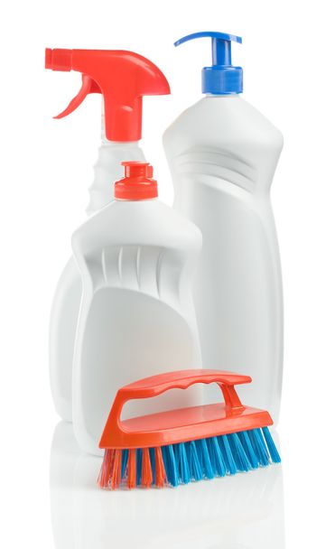 Isolated plastic detergents with brush - Fotografie, Obrázek