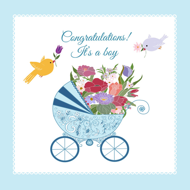 Baby shower greeting card. - Vector, afbeelding