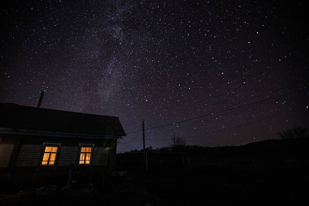 night landscape in the Russian countryside.  - Φωτογραφία, εικόνα