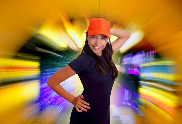 Beautiful Latin teen hispanic girl orange cap posing - Фото, зображення