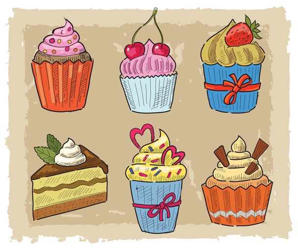cupcake dessiné à la main
 - Vecteur, image