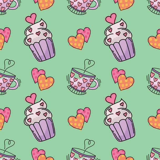valentine's day seamless cute objects vector  - ベクター画像