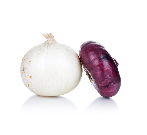 Red and white onion and isolated on white background - Fotoğraf, Görsel