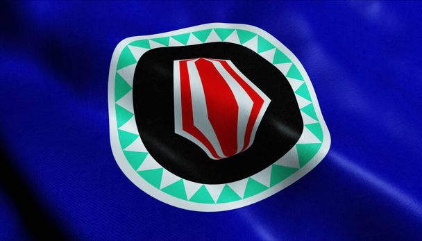 3D Illustration of waving Papua New Guinea province flag of Autonomous Region of Bougainville - Photo, Image