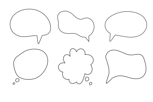 Speech bubble phrases hand draw big set . Online chat clouds with different words comments information shapes vector isolated on white background. Stock illustration - Vector, Image