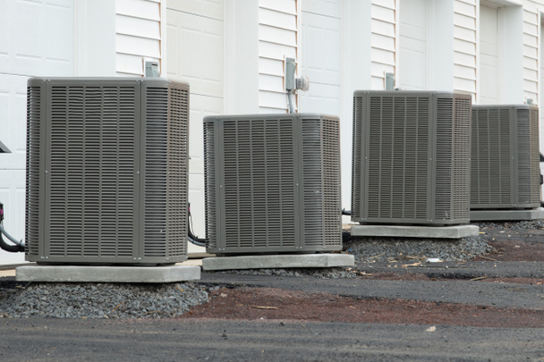 air conditioner near the new house cooler outdoor - 写真・画像