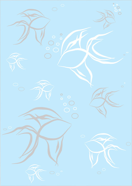 Light blue background with fish - Vector, afbeelding
