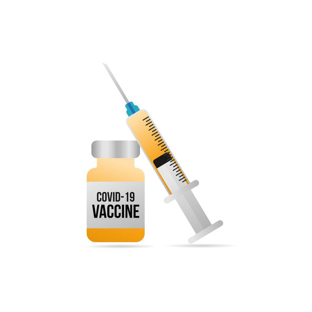 Impfstoff und Spritze Cartoon Vektor-Vorlage - Vektor, Bild