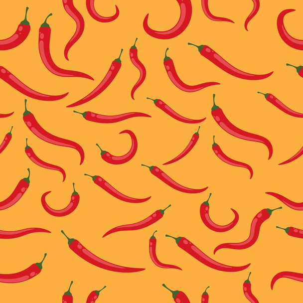Red hot Chili background seamless illustration vector - Вектор,изображение