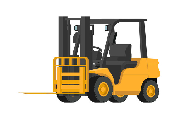 Yellow lift truck 3d heavy machinery on white background - Vector, imagen
