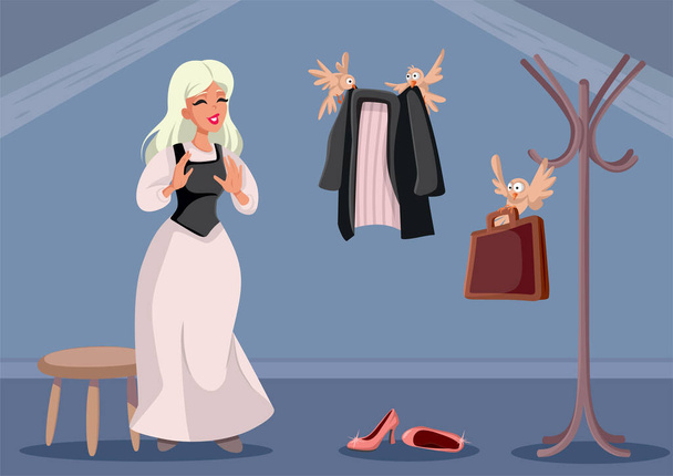 Princess Choosing Business Career Vector Cartoon Illustration - Vector, imagen