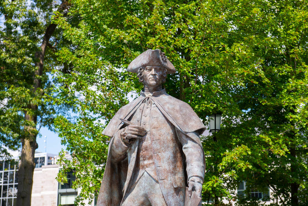 John Hancock statue at the Hancock Adams Green in Quincy Square in city center of Quincy, Massachusetts MA, USA. John Hancock was a founding father and signed the US Declaration of Independence.  - Photo, Image