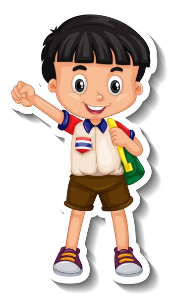 Thai opiskelija poika sarjakuva hahmo kuvitus - Vektori, kuva