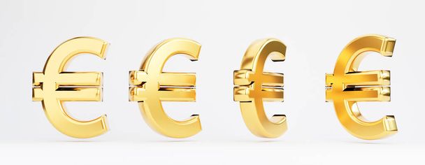 Close-up van de geïsoleerde set van Euro-teken op witte achtergrond, Euro is de belangrijkste Europese Unie of de eurozone met clipping pad door 3d renderen. - Foto, afbeelding