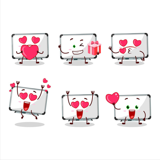 White board cartoon character with love cute emoticon. Vector illustration - Vektor, obrázek