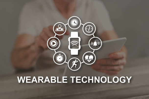 Wearable Technology Konzept veranschaulicht durch ein Bild auf Hintergrund - Foto, Bild