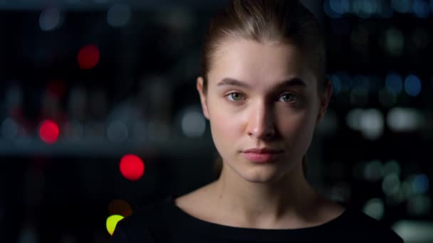 Close up attractiveness analysis face scan process researching woman biometrics - Filmmaterial, Video