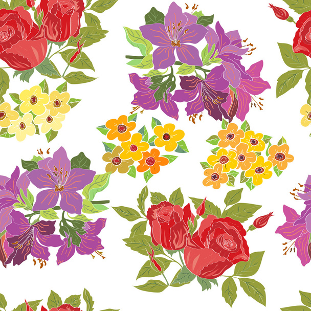 Seamless pattern with floral design. - Vetor, Imagem