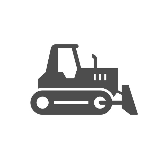 Heavy bulldozer or excavator glyph icon - Vector, afbeelding