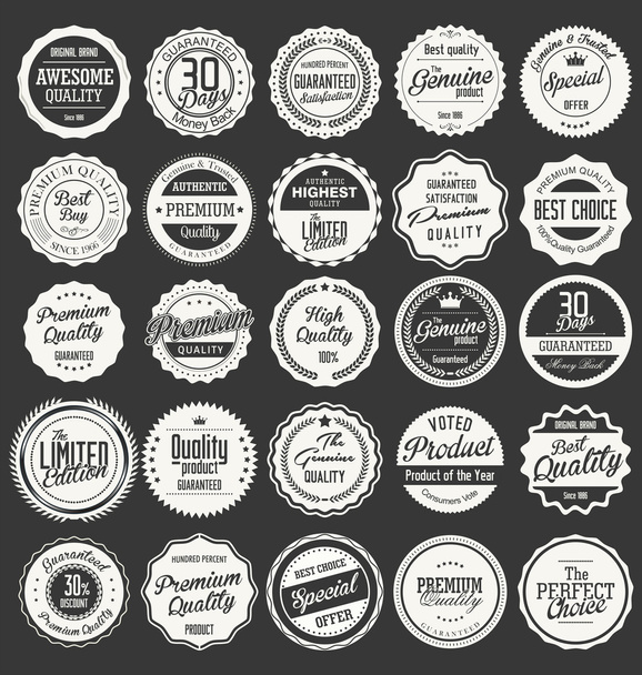 Colección de etiquetas vintage retro de primera calidad
 - Vector, Imagen