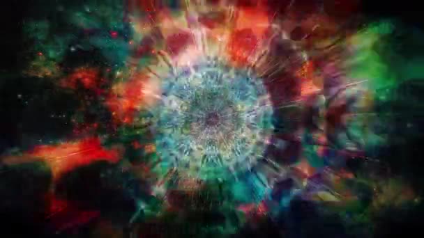 Mandala 3D Kalejdoskop bezszwowa pętla Psychodeliczny Trippy Futurystyczny Tradycyjny Wzór Tunelu z hiperprzestrzennymi skokami dla Świadomości Medytacja Tło Video Relaks Etniczny Kolorowy wzór Chakra Kundalini Joga - Materiał filmowy, wideo