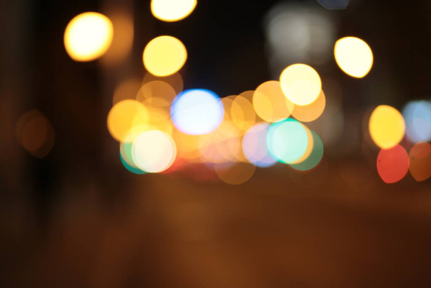 bokeh of street lights, holidays, holiday in the street - Foto, afbeelding