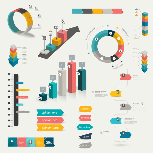 Collection of infographics elements. Colorful set template. - Vector, imagen