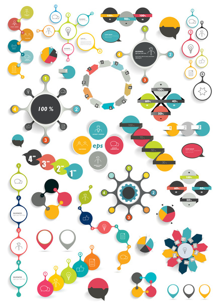 Set of modern flat circle, round info graphic schemes. Template for print or web page. - Vector, Image