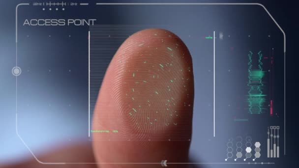 Σύστημα βιομετρικής προστασίας δακτυλικών αποτυπωμάτων με σύστημα εκτόξευσης αισθητήρων closeup - Πλάνα, βίντεο
