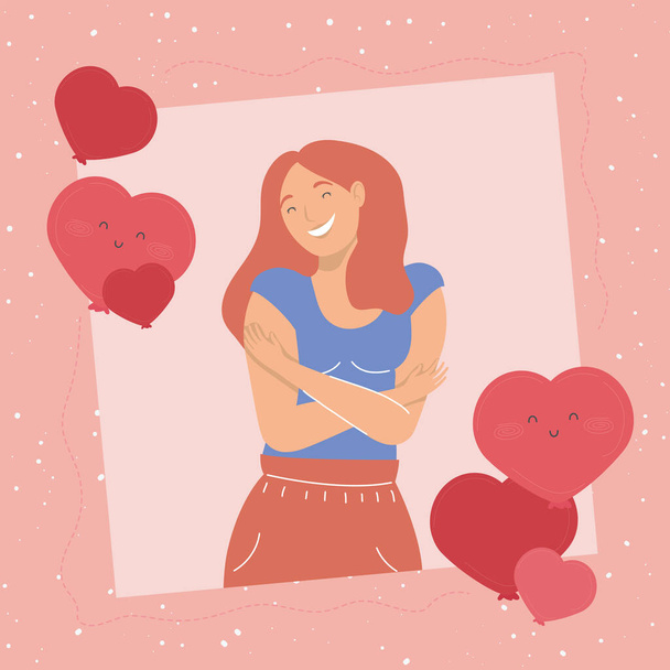 redhead woman and hearts - Vecteur, image