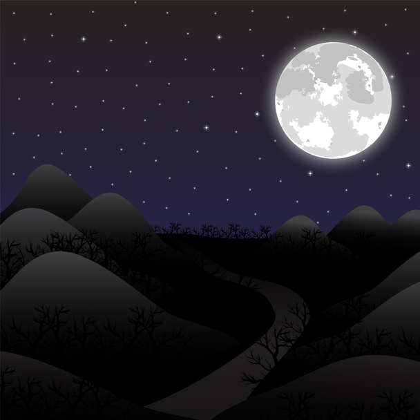 dolunay, gece manzarası - Vektör, Görsel