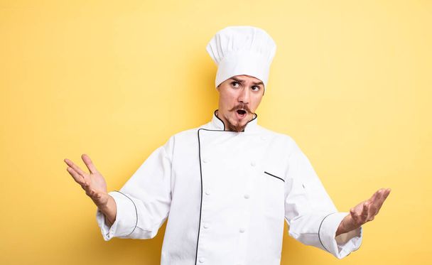 chef man amazed, shocked and astonished with an unbelievable surprise - Photo, Image