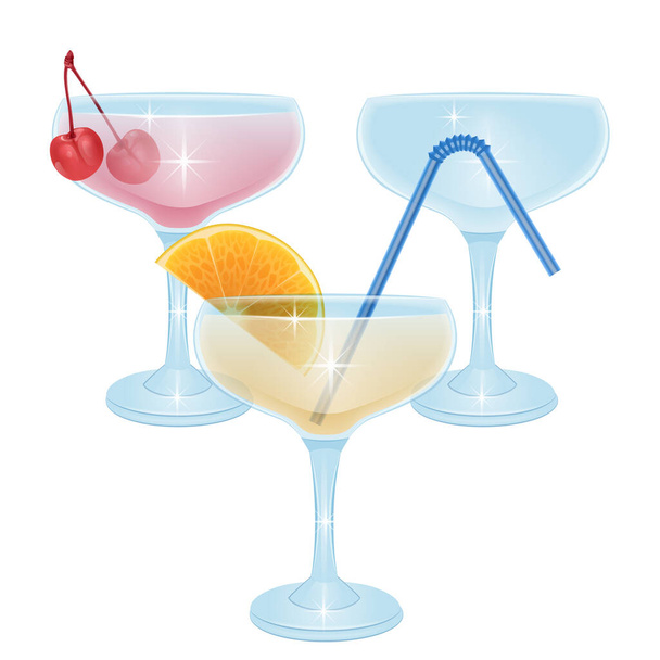 Drink and Alcohol cocktail, glass with cocktail in realistic style - Vettoriali, immagini