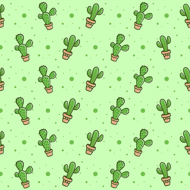 Cute cactus seamless vector pattern background, Vector cactus seamless pattern - ベクター画像