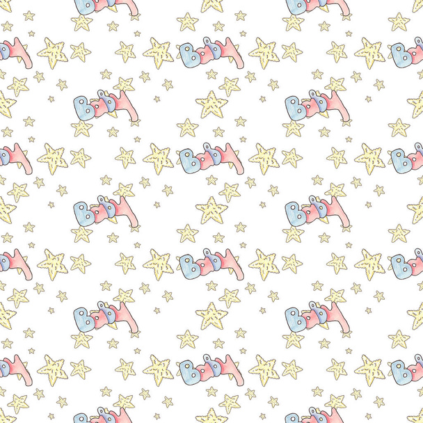 The word "baby" in watercolor in a seamless pattern - Foto, Bild